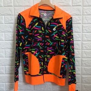 Yoshion neon Bright athletic zip up jacket #1516 Women's Size S Small